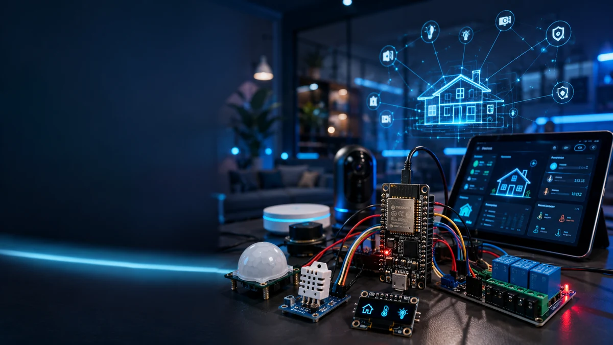 ESP32 AI Smart Home Hub tutorial with sensors and automation dashboard