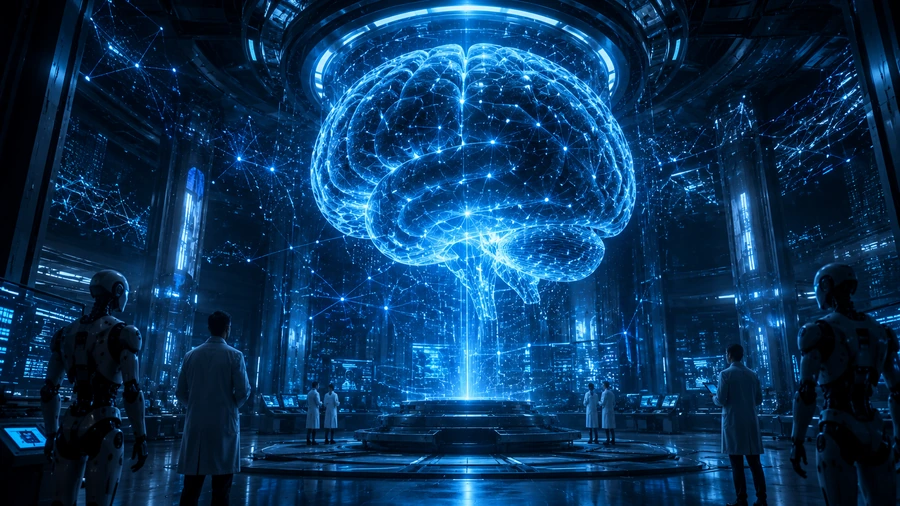 Glowing AI brain video thumbnail
