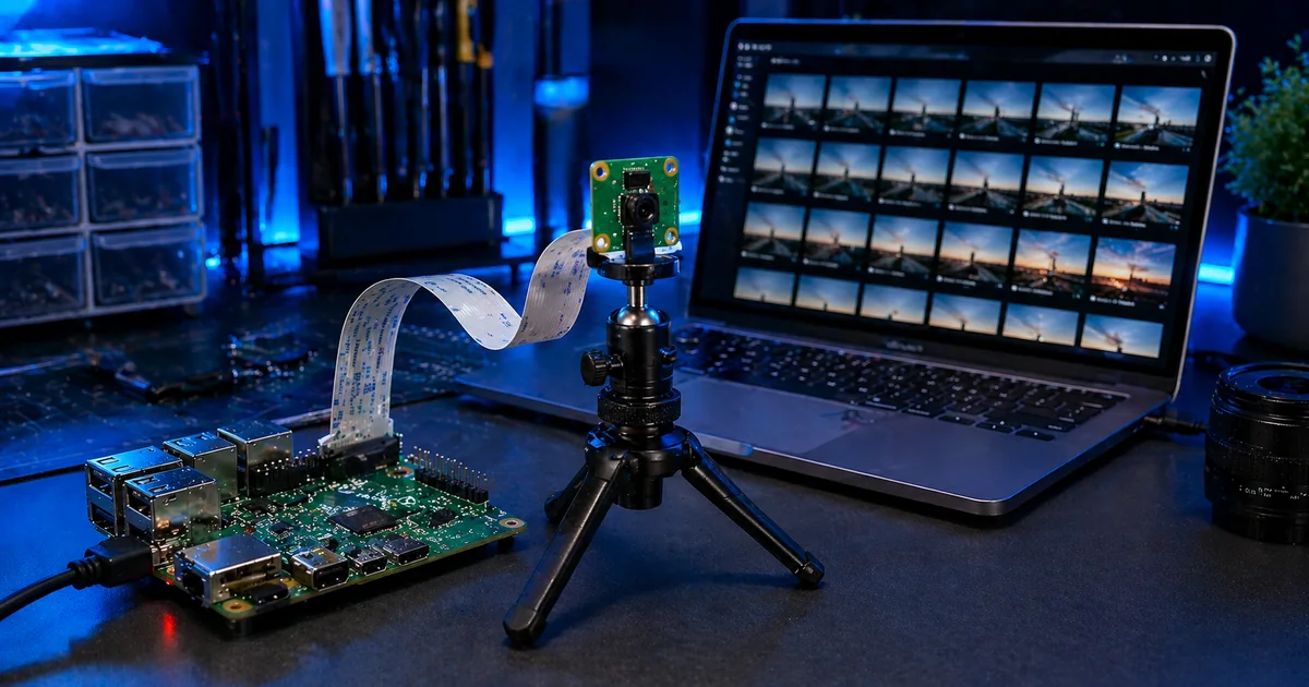 Raspberry Pi camera timelapse setup with camera module and ribbon cable