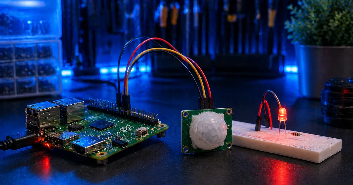 Raspberry Pi PIR motion sensor alert project social share image