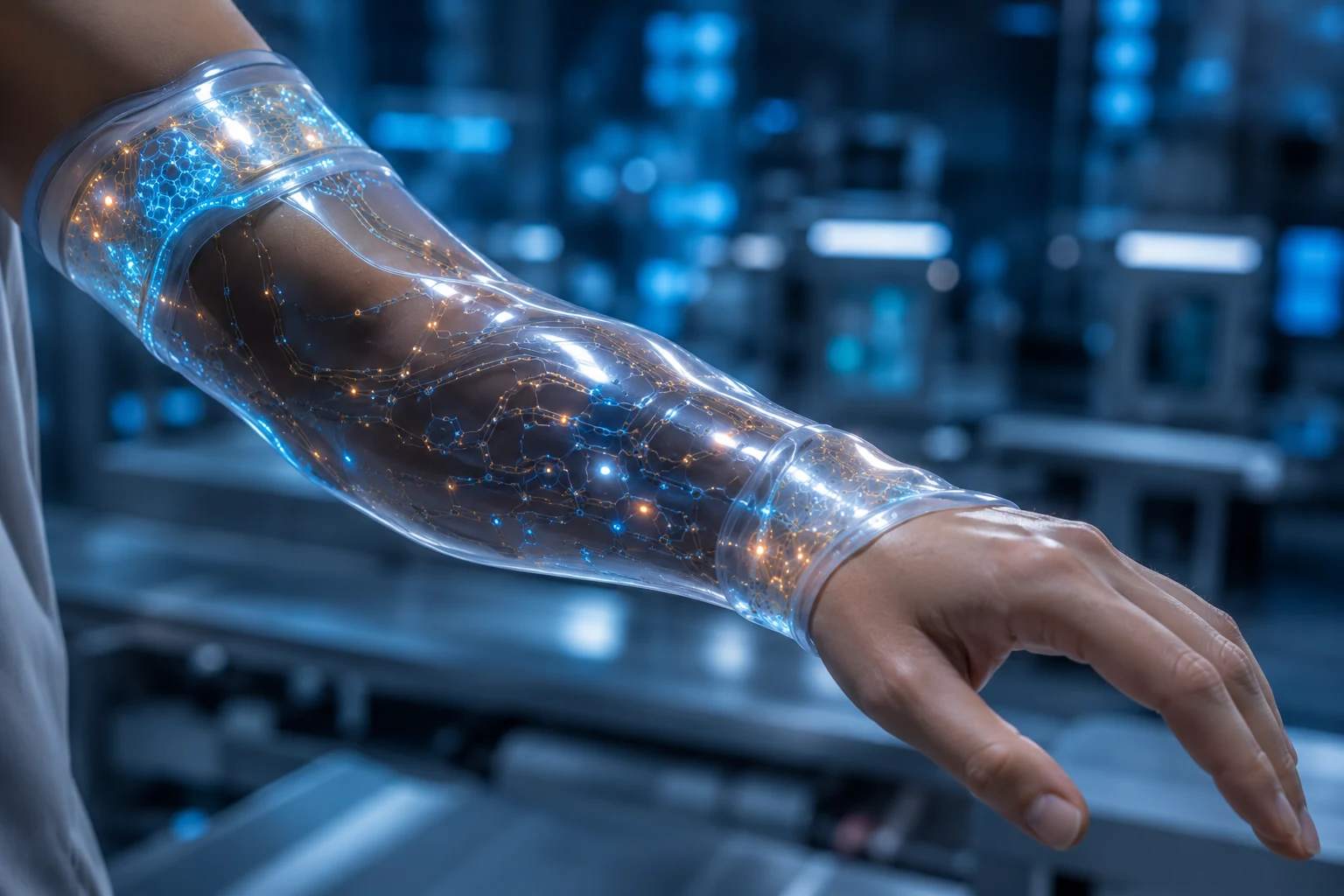 Wearable soft AI wrapped around a human arm