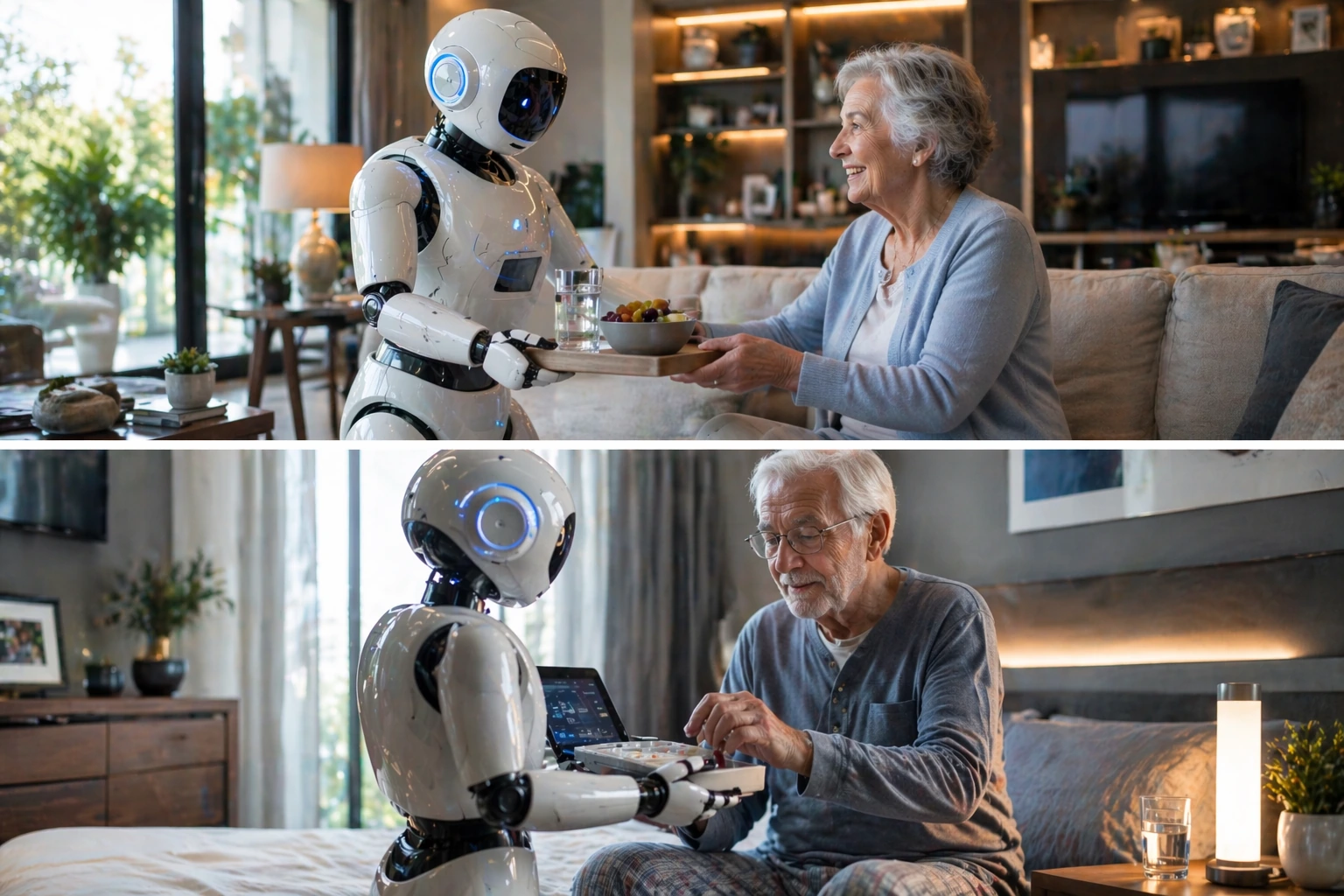 Elder care robot assisting with daily support tasks