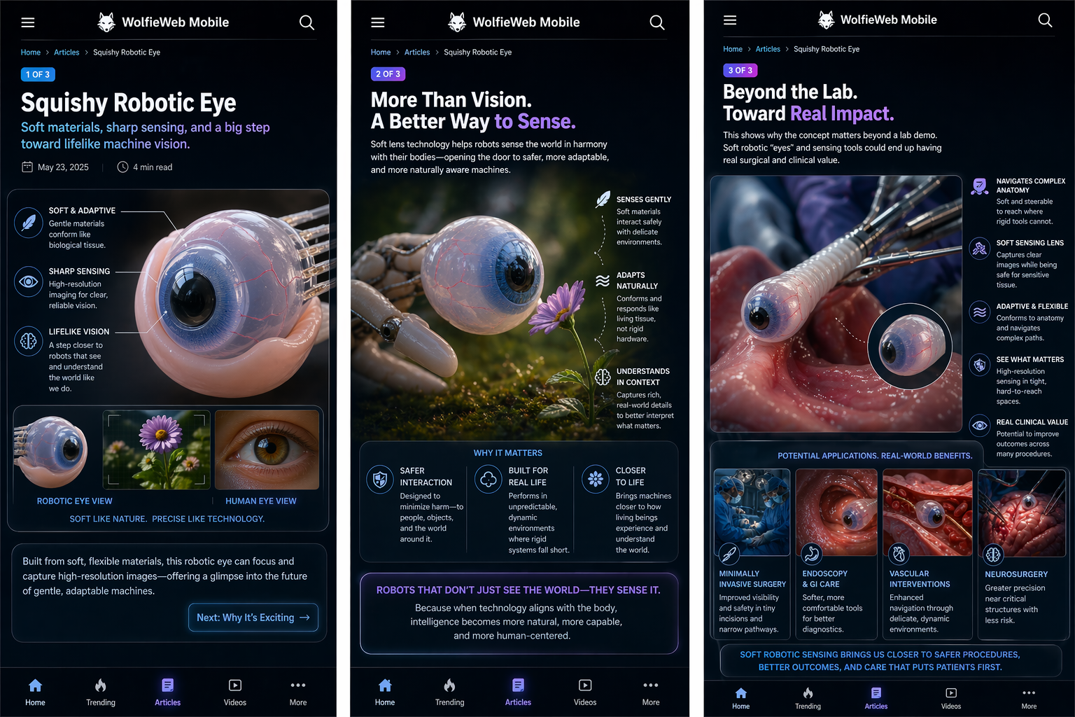 Soft robotic eye concept showing real-world and clinical value